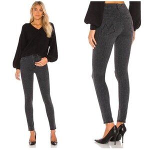 MOTHER High Waisted Looker Jeans Women’s Size 25 Black Cheetah Print Skinny